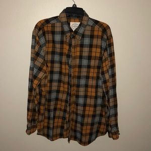 Orange and Gray Men’s Button Up Flannel Shirt
